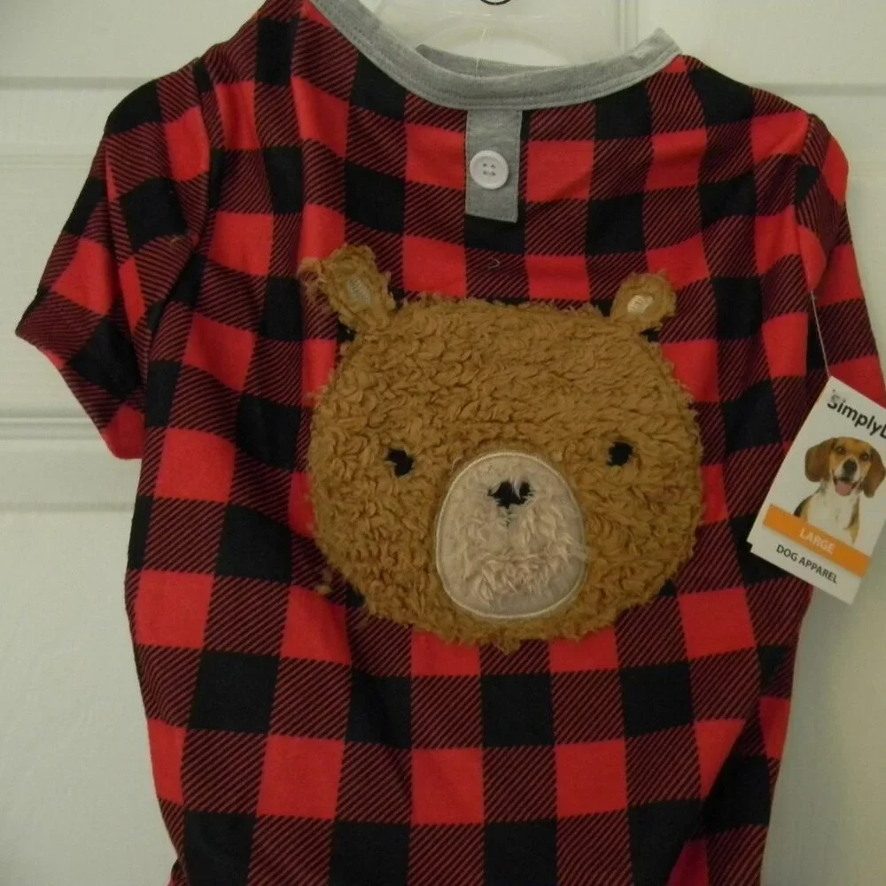 Simply Dog Plaid Flannel Teddy Bear Pet Apparel Sz L 21-24 in. Around Chest NWT